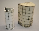 One small Gridded Pot, One Large Gridded Pot with Lid