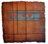 'JOURNEY', 91 x 95cms. Cellulose fibre, acrylic paint, wax, linen thread, £1,350