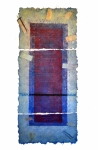 'OPEN', 148 x 59cms. Cellulose fibre, acrylic paint, wax, linen thread, £1,550