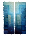 'QUIET WAY', 131 x 82cms. Cellulose fibre, acrylic paint, wax, linen thread, £1,450